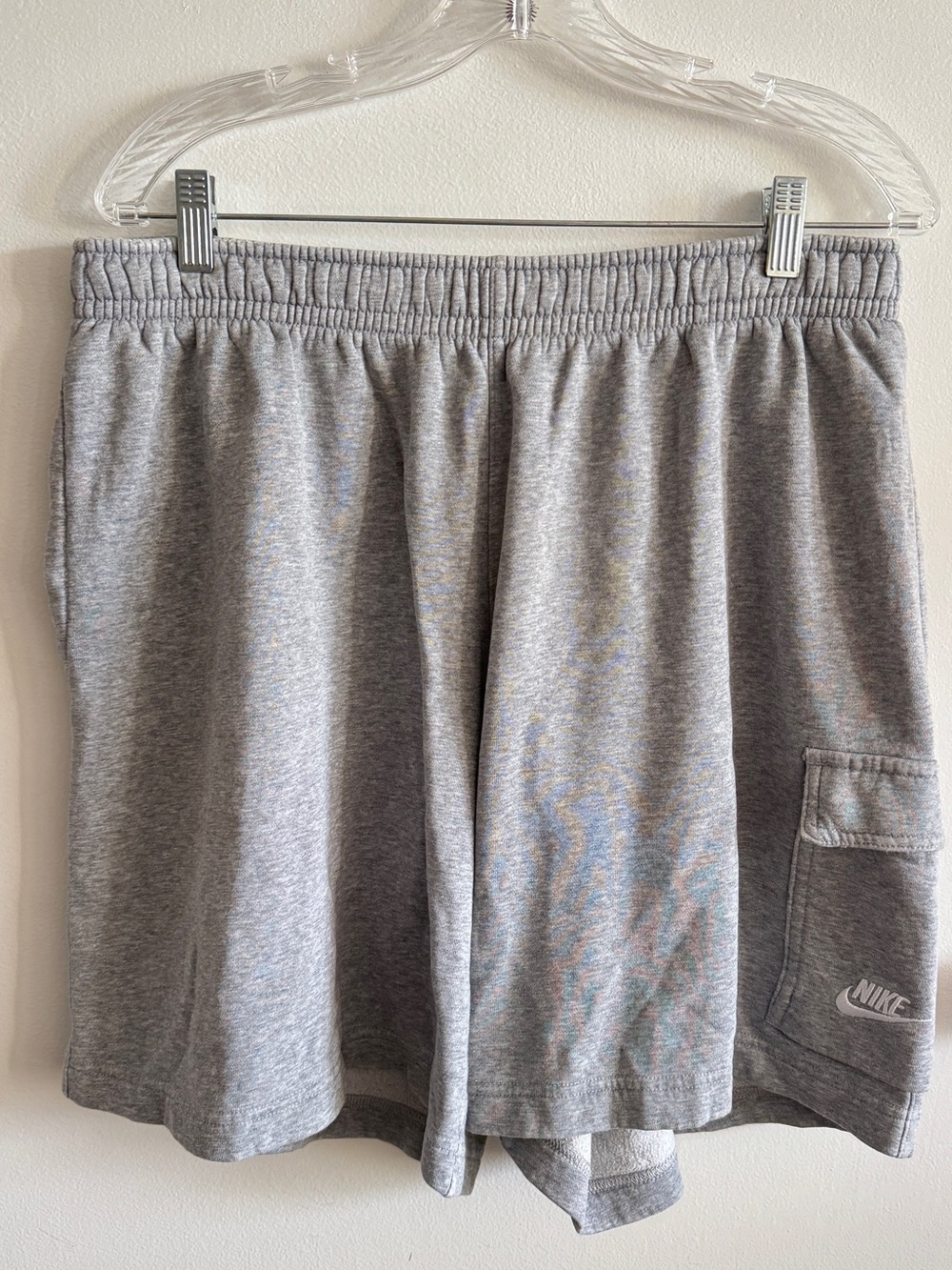 Nike Gray Men's Baggy Athletic Sweat Shorts with Side Cargo Pocket L Sporty